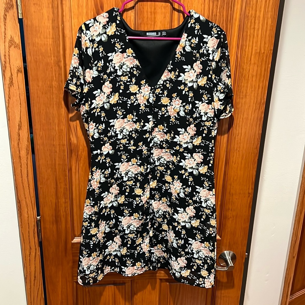 Missguided Black Floral Mini Dress